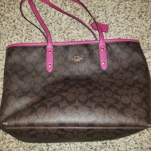 Coach Tote lightly used brown and pink